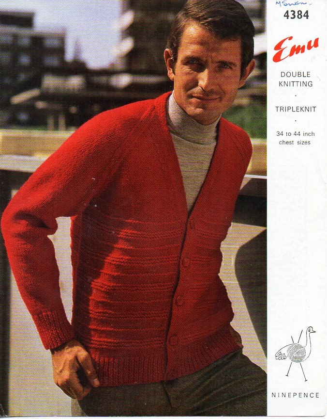 Mens Cardigan Knitting Pattern Pdf Mens DK V Neck Jacket - Etsy UK