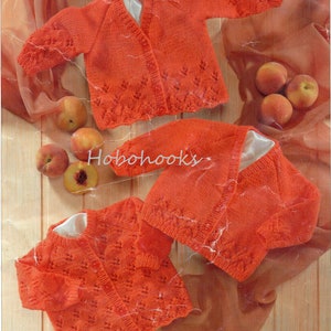 baby childs cardigan KNITTING PATTERN pdf download girls lacy jacket v neck round neck 18-26 inch chest DK / light worsted / 8ply yarn