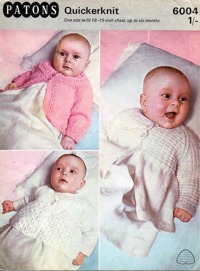 Baby matinee coats knitting pattern pdf vintage 1960s
