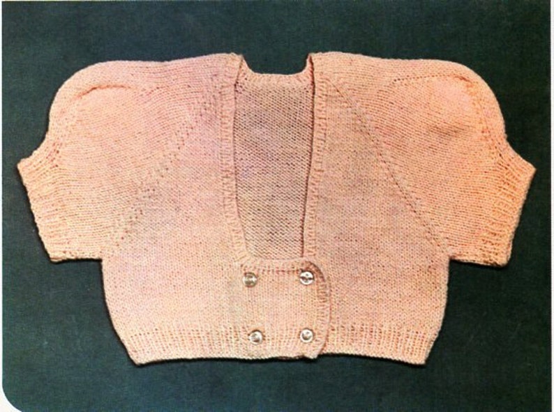 Vintage Girls Bolero Knitting Pattern Pdf 4ply Childs Puff Etsy