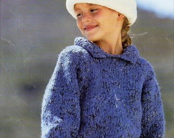 childrens super chunky sweater KNITTING PATTERN pdf download childs jumper with collar 22-30 inch chest super chunky / super bulky yarn