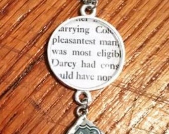 Pride and Prejudice Book Charm Necklace and Earring Set