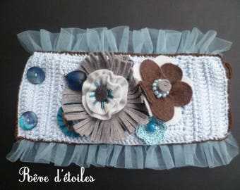 Crocheted in pale blue cotton cuff