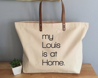 My Louis is at Home Tote with Leather Handles, Funny Louis Vuitton Tote Bag