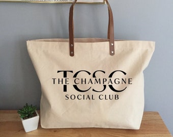 Sac fourre-tout The Champagne Social Club, fourre-tout champagne, devise champagne [CONCEPTION ORIGINALE]