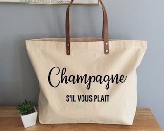 Champagne Tote Bag, Champagne Sil Vous Plait Tote, Champagne Motto [ORIGINAL DESIGN]