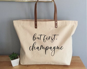 Sac fourre-tout champagne But First, joli fourre-tout champagne, devise champagne [CONCEPTION ORIGINALE]