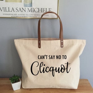 Clickult Tasche, Can't Say No To Clicqo Tasche mit Ledergriffen, Lustige Champagner Tasche [ORIGINAL DESIGN]