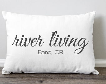 River Living Pillow, River Living Location City & State Pillow
