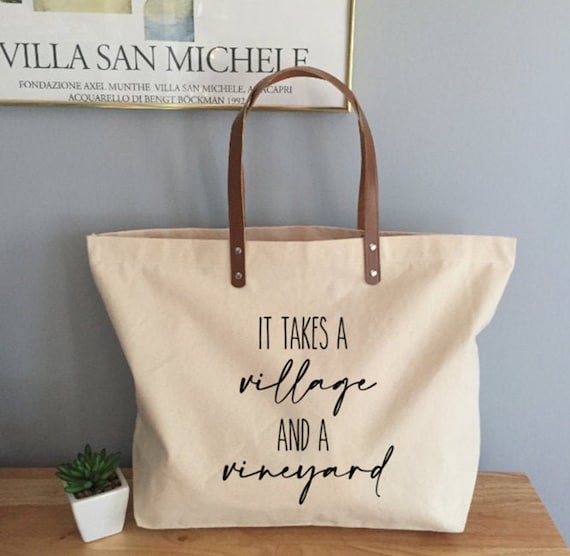 It Takes a Village and a Vineyard Tote, Parenting Tote Bag, Funny Tote Bag,  Baby Shower Gift - Etsy