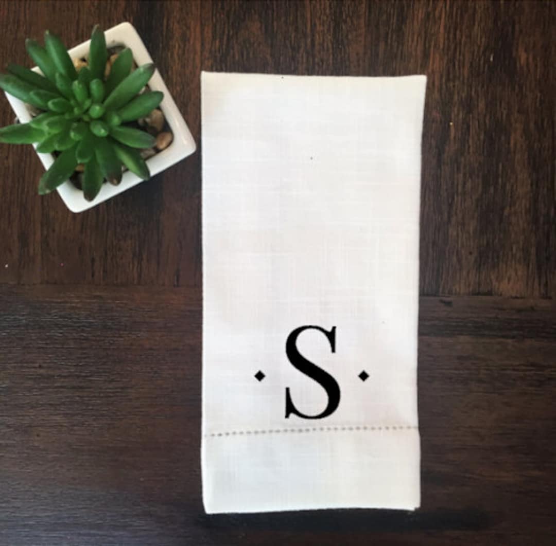 Monogram Initial Napkin, Custom Linen Napkin, Housewarming Gift ...