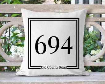Custom Street Address House Number Pillow, Realtor Closing Gift, New House Location Town Pillow