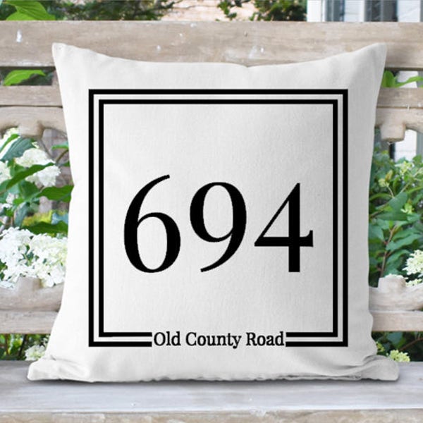 Custom Street Address House Number Pillow, Realtor Closing Gift, New House Location Town Pillow