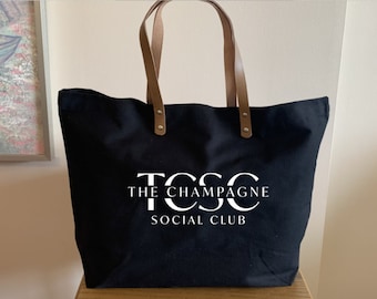 The Champagne Social Club Tote Bag, Champagne Tote, Champagne Motto [ORIGINAL DESIGN]