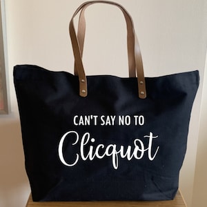 Sac fourre-tout Clicquot, impossible de dire non au sac Clicquot avec poignées en cuir, fourre-tout champagne amusant,