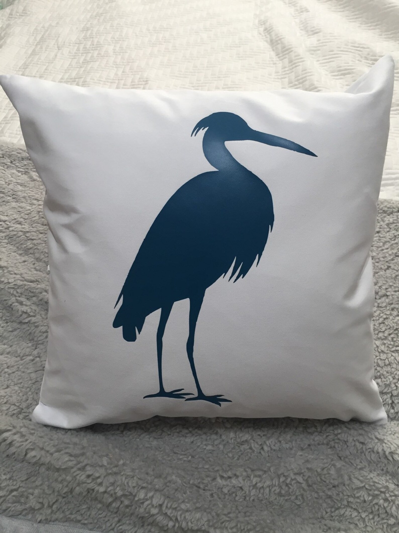Blue Heron Throw Pillow Beach Life Beach Retreat Pillow Etsy