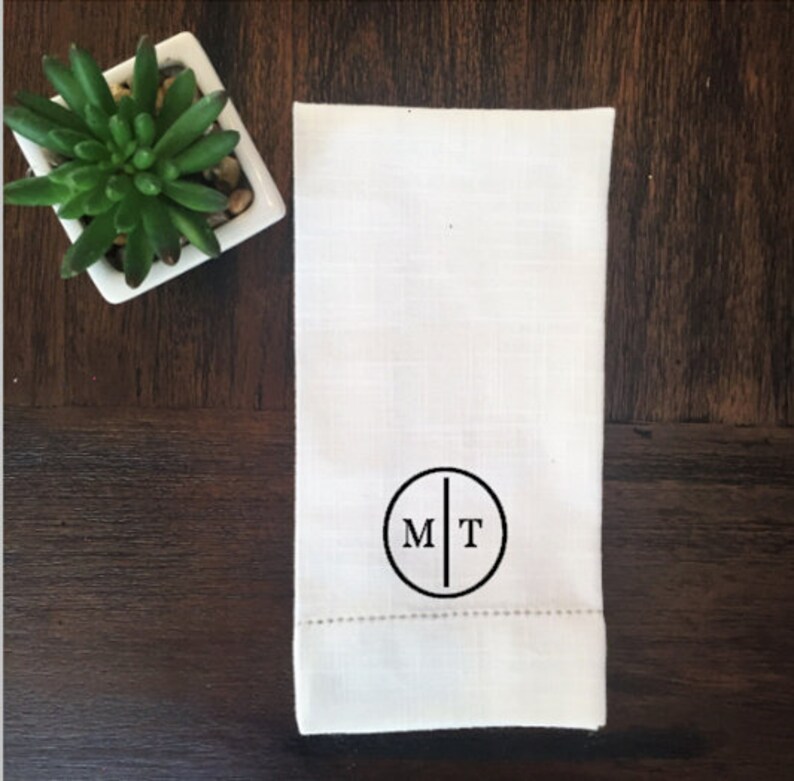 Monogram Initials Napkin Linen Napkin Housewarming Gift Etsy