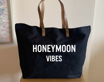 Katoenen draagtas Honeymoon Vibes, verlovingscadeau bruids