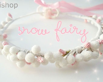 flower girls wreath, στεφανάκι για παρανυφάκια, Snow fairy wreath