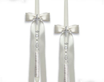 Pair of Greek Wedding candles, Orthodox Wedding lambathes