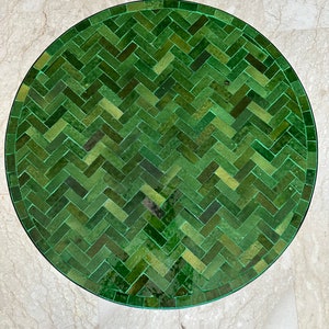Zellige Table Diameter 60 cm, Round Blue Coffee Table, Moroccan Tiles Table,  Mosaic Coffee Table, Foldable Center Table for Homes