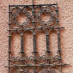 Wrought iron arabesque window panel - 72 x 40 cm - UNIQUE decoration of Riad Marrakech -