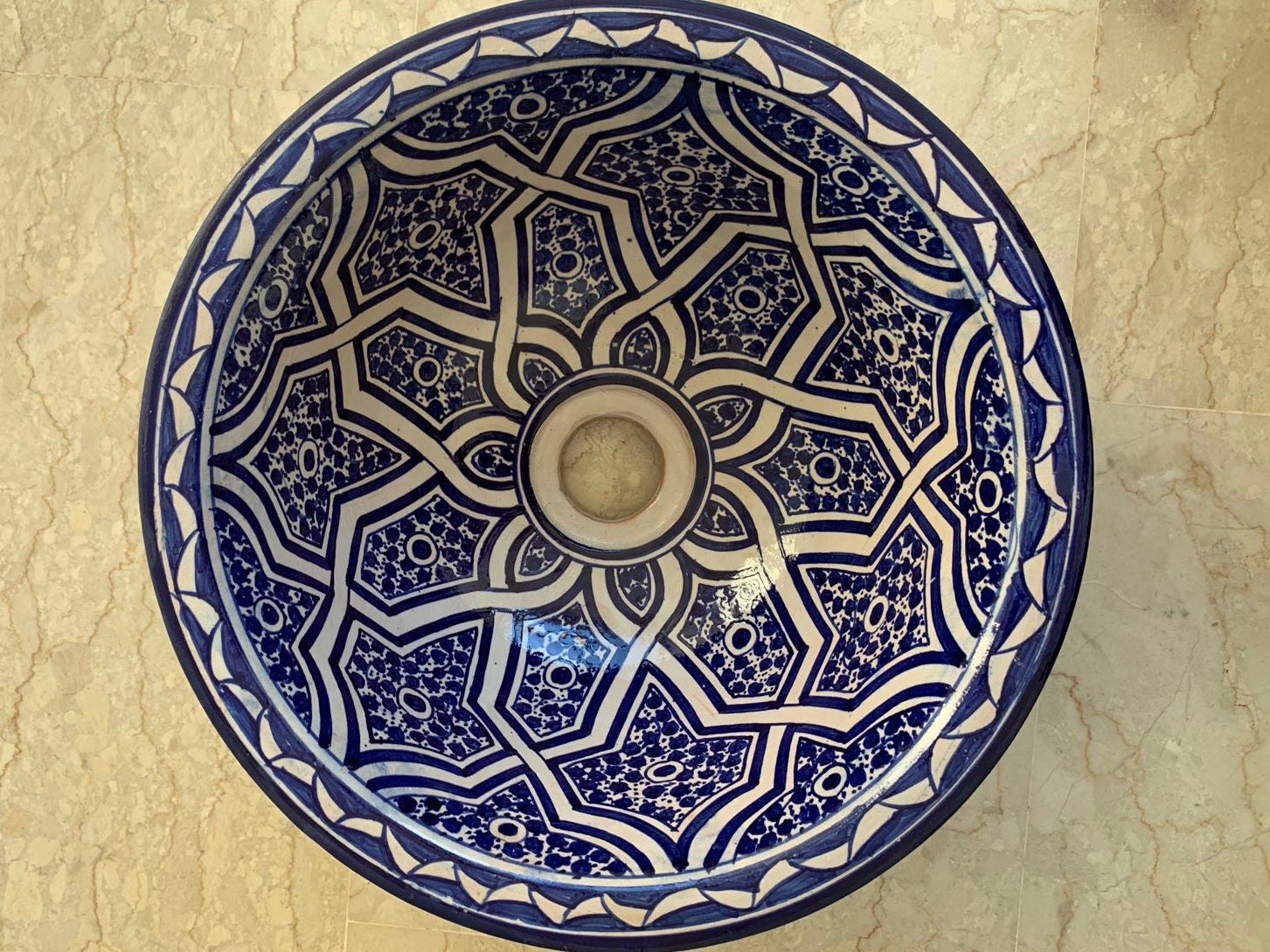 Vasque Originale Entièrement Fait Main Bleu