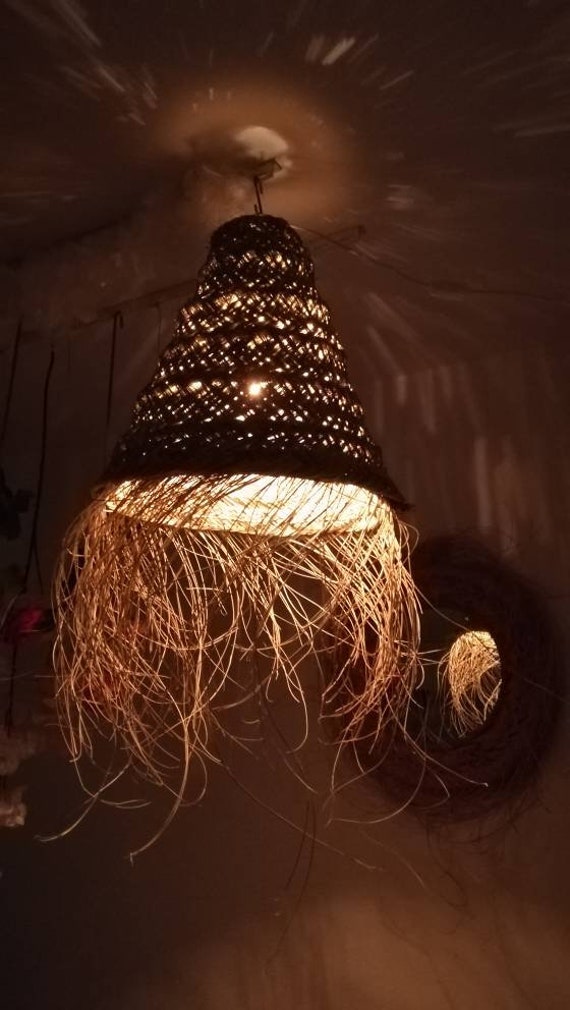 Lustre Xl - Suspension en Paille Maroc Fait Main Abat-Jour Original