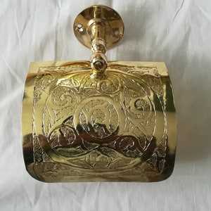 Porta carta igienica in rame giallo - inciso a mano - originale