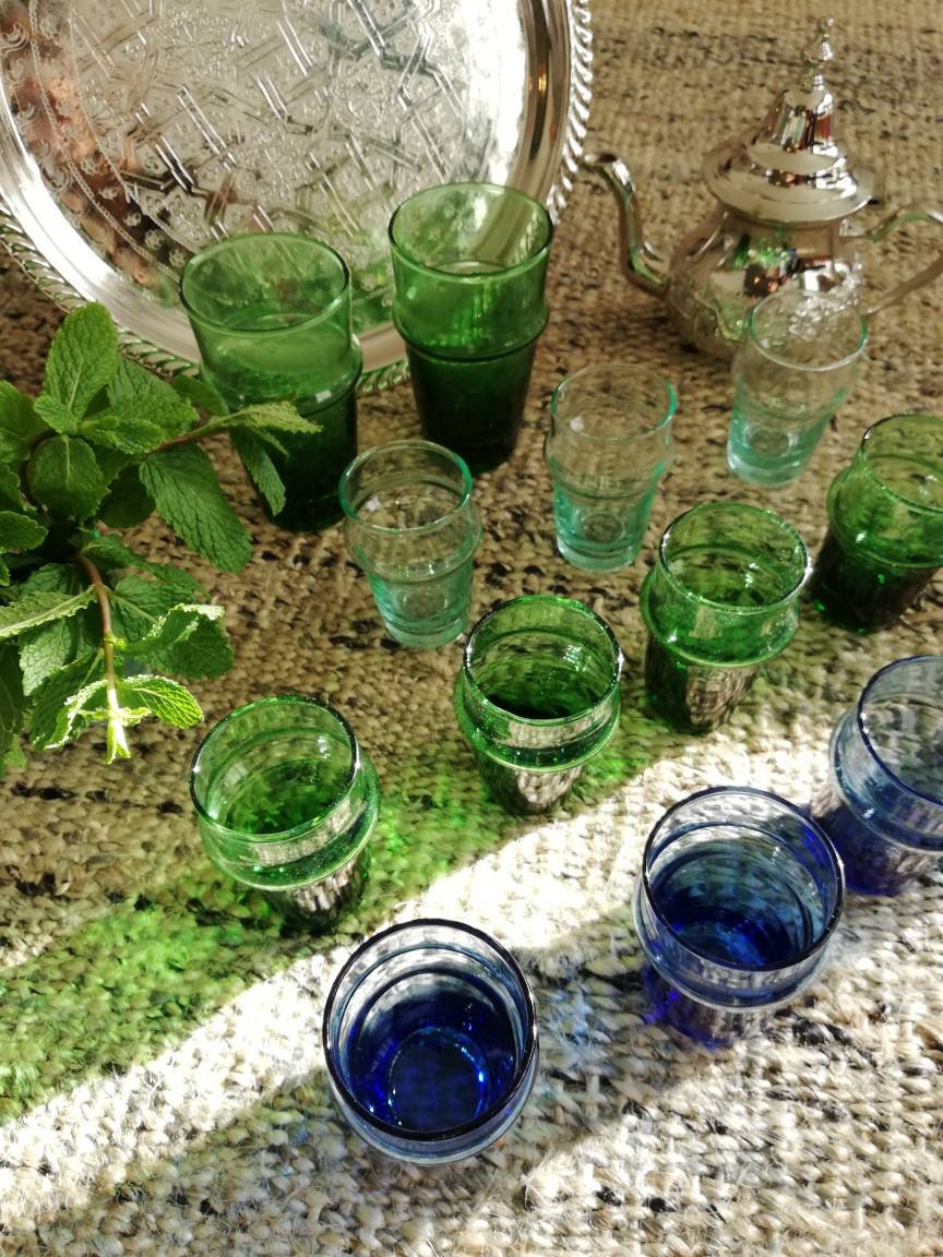 Lot de 6 Verres à Thé Soufflés L'ancienne Partir Verre Recyclé - Maroc