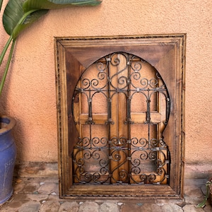 Wrought iron arabesque window mural - Hand made in MOROCCO - Moroccan decoration home
