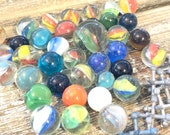 37 RARE Vintage Marbles, Vintage Akro Agate, Slags, Marble King, Mixed Marbles