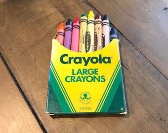 Vintage Large Crayola Crayons 8 Count Different Brilliant Colors Non Toxic Assorted C206 - 1980s Crayola Crayons