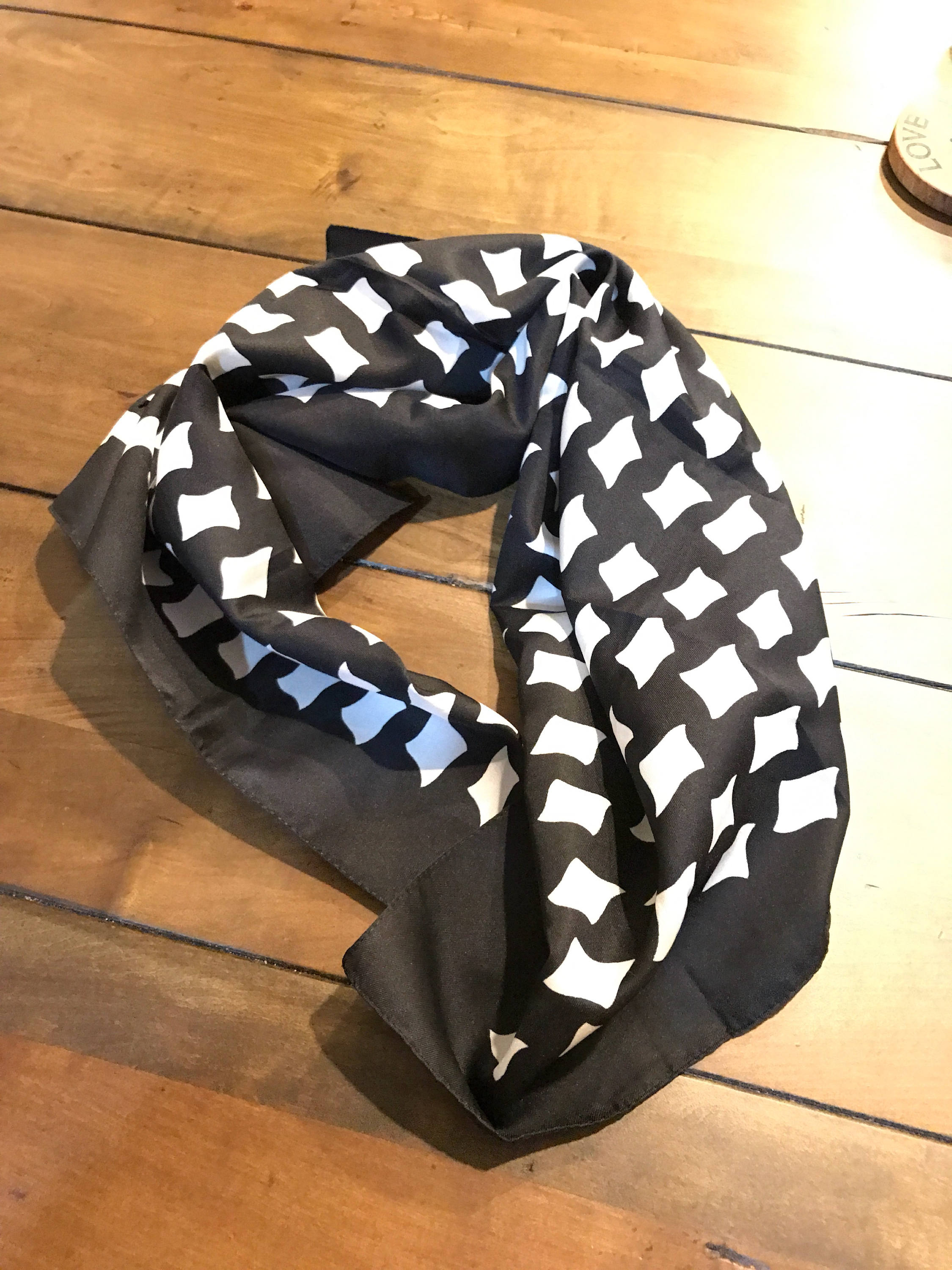 Beautiful Vintage Scarf Black and White 100 Silk Scarf Etsy