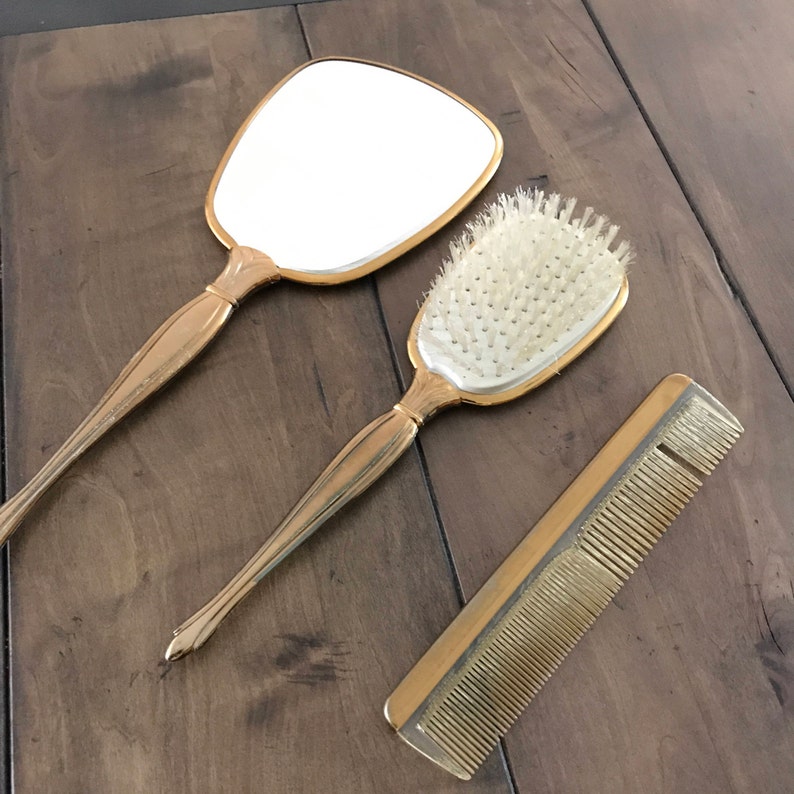 Vintage Vanity Dresser Set 3 Piece Set Mirror Brush Comb Etsy