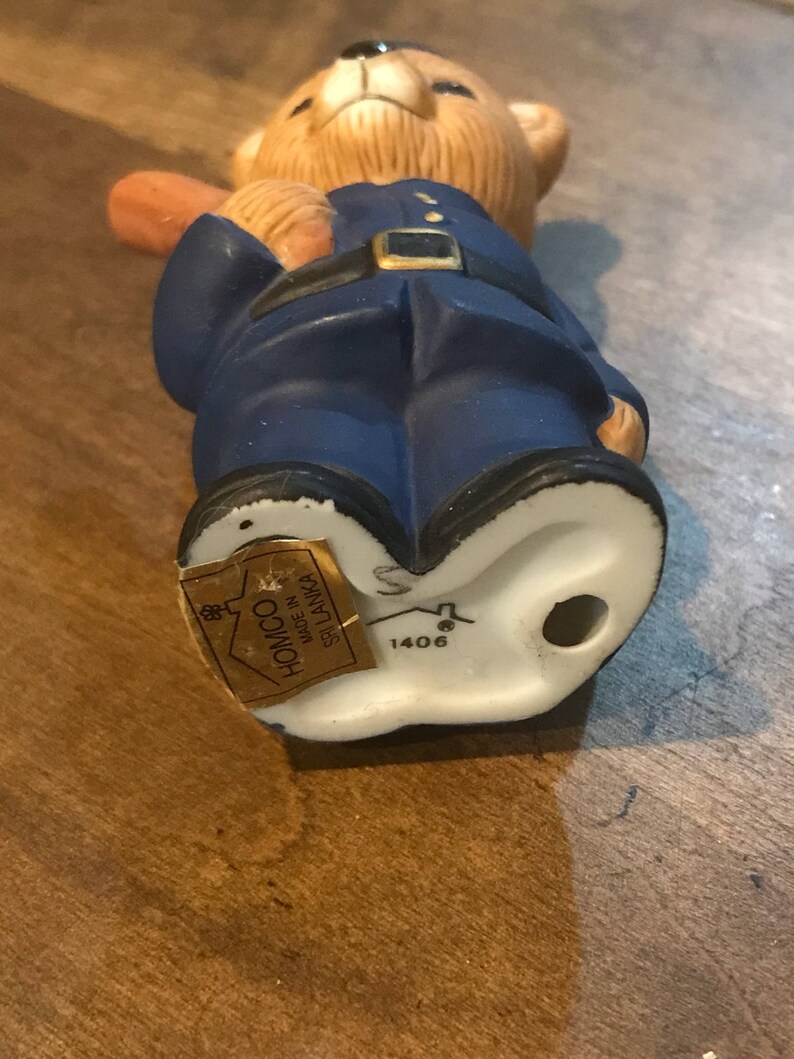 Homco Cop Police Teddy Bear Animal Figure Figurine 1406 Porcelain Home Decor