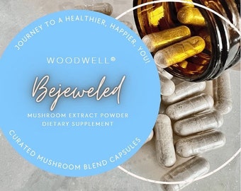 WoodWell® Bejeweled Herbal Curated 7 Mushrooms Blend | Vegan | +Lions Mane