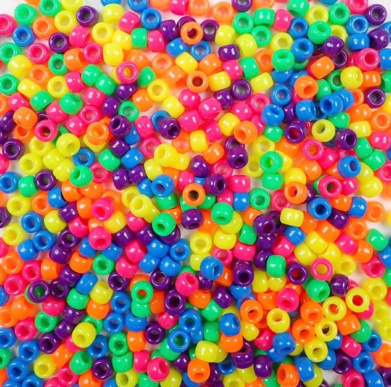 9mm Diameter Plastic Assorted Neon Beads Rave Beads Jewelry Beads 500 Neon Pony Beads WoodWell\u00ae Shop Bracelet Beads Craft Beads