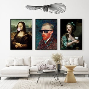 Set di 3 poster d'arte Set di 3 stampe Famosa arte di Da Vinci