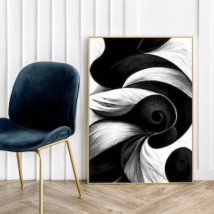Astrazione in bianco e nero - Poster artistico Decorazione da parete Galleria Stampa su carta da parati