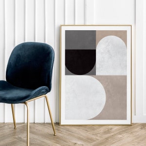 Modern Geometry Gray Brown Abstraction - Poster Print Popular Design