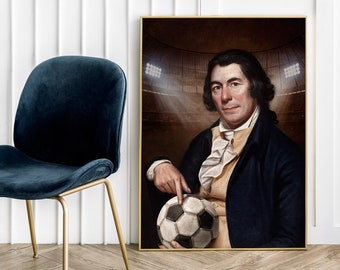 Póster artístico de fútbol divertido: Impresión de retrato histórico