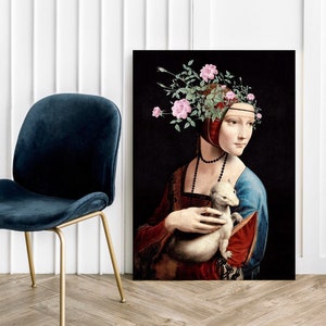Lady with an Ermine Canvas Print: da Vinci Famous Painting, Framed Art