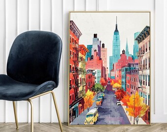Impresión colorida de arte callejero de la ciudad de Nueva York