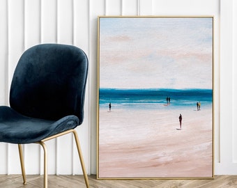 Póster de playa abstracto: Impresión costera colorida