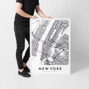 Carte de New York - Poster NYC Print Maps New York City Poster noir et blanc