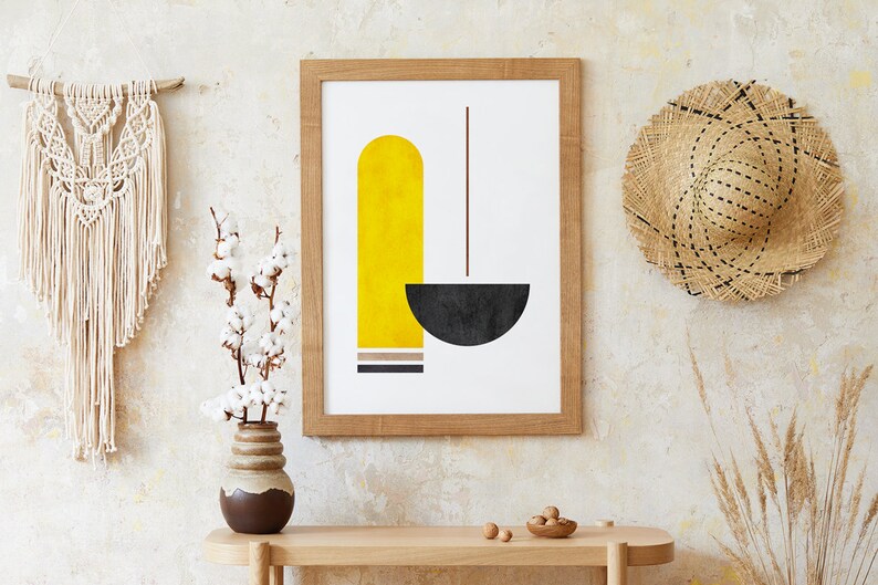 Black and Yellow Abstract Poster Poster Art Popular Geometry Art Etsy