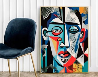 Póster de arte abstracto, retrato, impresión, arte, colores populares, impresionista