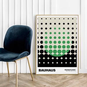 Póster Bauhaus Geometría Verde Negro - Póster Arte Arte Abstracto Geometría Póster Abstrakte Kunst