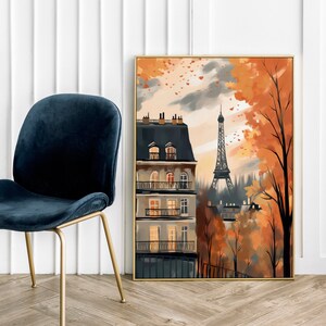 Póster de París Póster de otoño Torre Eiffel de París - Póster fotográfico gráfico